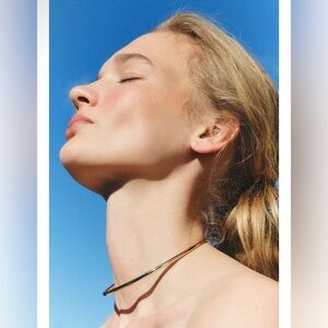 zara metal gold choker cuff necklace